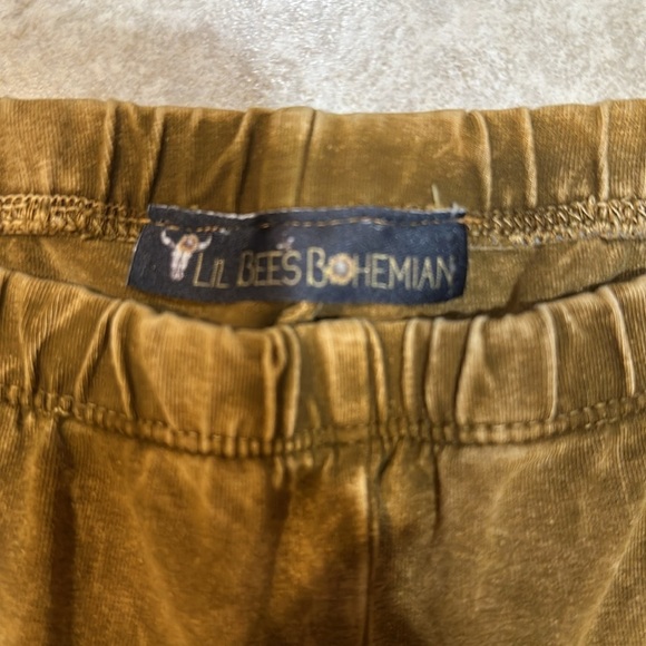 Lil Bees Bohemian Brown Acid Wash Flare Leggings Pants S - Picture 2 of 6